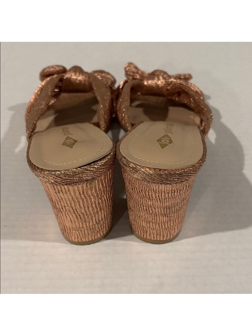 JoliMall Rose Gold Sandals With Bow On Vamp - Size 9 - Picture 6 of 8